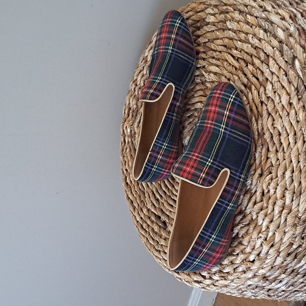 J. Crew Plaid Navy Red Green Loafers